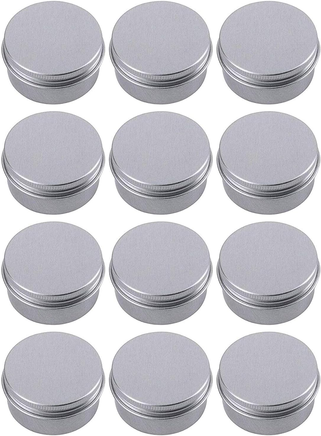 0.5 Ounce Aluminum Tin Jar Refillable Containers 15 ml Aluminum Screw Lid Round Tin Container Bottle for Cosmetic,Lip Balm, Cream, 12 Pack.