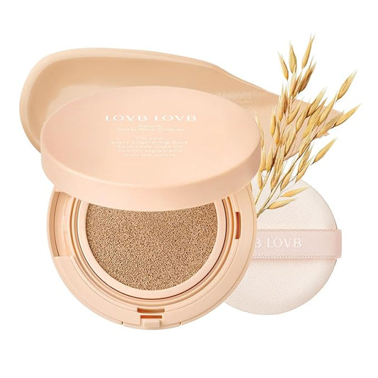 Natural Cover Glow Cushion Foundation | Korean Foundation Makeup | Long-Lasting Buildable Coverage | Lightweight and Moisturizing | Flawless Finish 0.42oz (21N Light Beige)