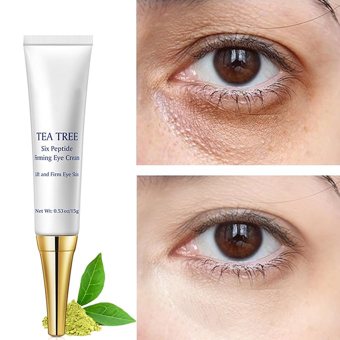 Eye Cream for Dark Circles Under Eye Cream for Puffiness and Bags Tea Tree Six Peptide Fiming Anti-Aging Eye Cream for Wrinkles Improve Fine Line Eye Repair Care,15g/0.53oz