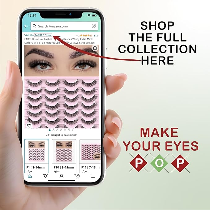 FARRED Fluffy Lashes Natural False Eyelashes Short Wispy Lash Pack 14 Pair Natural Look Cat Eye Strip Eyelash Small Fake Lashes Full Pestañas Sets for MUA and Beginners Daily Makeup (F11 | 7-16mm)