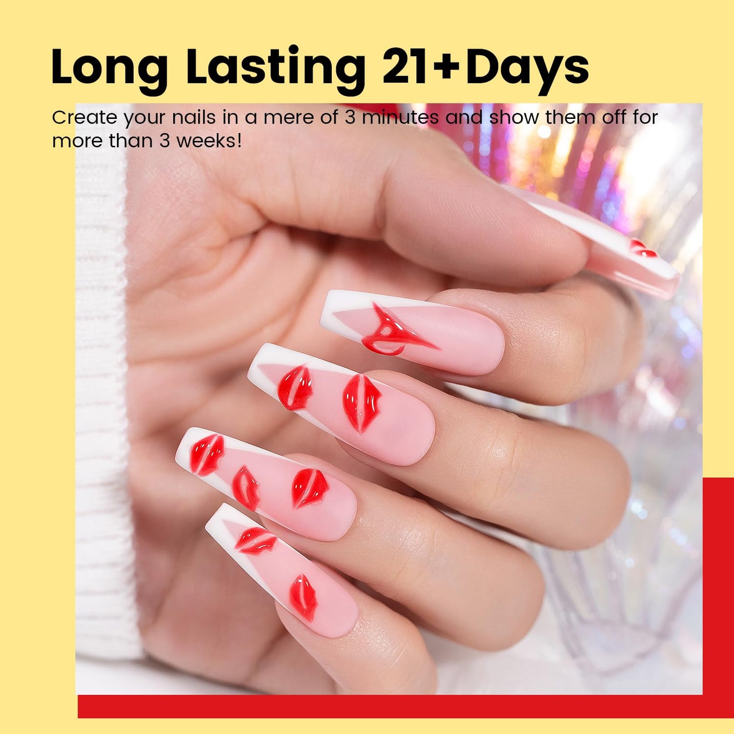 RARJSM 3D Sculpture Gel Polish for Nail Art - No Wipe Red 2 in 1 Gem Rhinestone Glue Drawing Hard Craving Sculpting Gel UV LED Curing Requires Soft Tube DIY Decoration Manicure Design