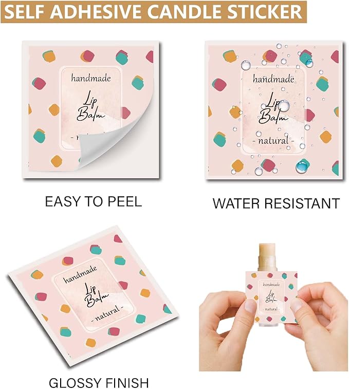 CRASPIRE 80Pcs 8 Styles Lip Balm Sticker Flower Background Self-Adhesive Homemade Lip Balm Labels Vintage Square DIY Heart Label Stickers for Lip Balm Containers Cosmetics Lipsticks