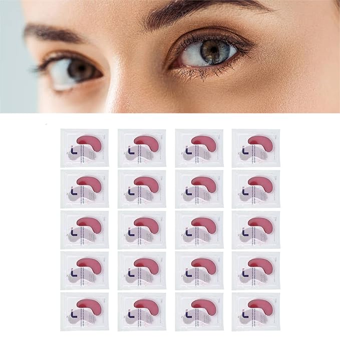Eye Patches, 20PCS Red Ginseng Repair Eye Moisturizing Nourishing Eye Patch Firming Pad Dark Circles Crystal Collagen 3g for Wrinkles, Puffy Eyes