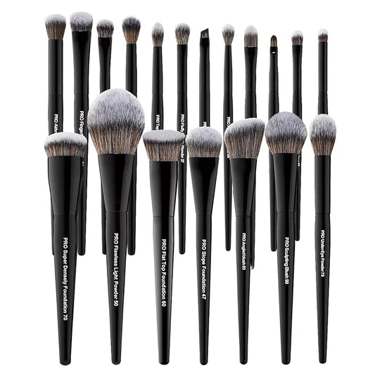 Bueart Design 19Pcs Professional Grade Labeled Makeup Brushes Set, Large Foundation Powder Contour Concealer eyeshadow Blush EyeLiner Make up Brushes,Premium Synthetic hair,Vegan Cruelty-free