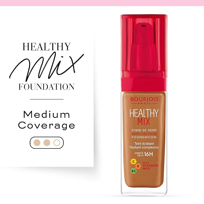Bourjois Healthy Mix Anti-Fatigue Medium coverage Liquid Foundation 61 Golden, 30ml