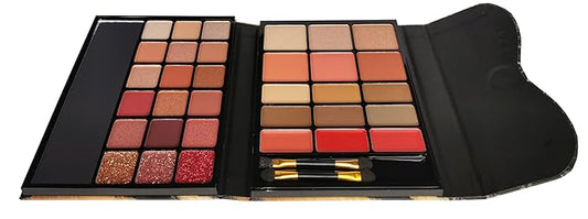 Beauty Makeup Palette 33 Pigmented Colors Professional Eyeshadow Blush Highlighter Contour Glitter Matte Set with Brushes Ideal Makeup Kit for Eyes Lips and Face