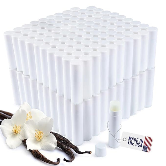 Lip Balm Bulk Unlabeled - Made in USA Bulk Chapstick - Natural Ingredients Vitamin E Shea Butter - Custom Chapstick Bulk For Party & Wedding Favors (200 Count, Vanilla)