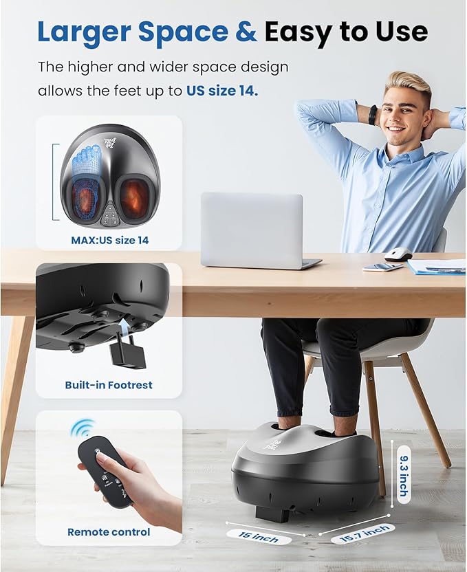 BOB AND BRAD Foot Massager Machine with Heat and Remote-FSA & HSA Eligible, Electric Shiatsu Deep Kneading Foot Massager with 4 Level, Relieve for Plantar Fasciitis and Neuropathy Pain