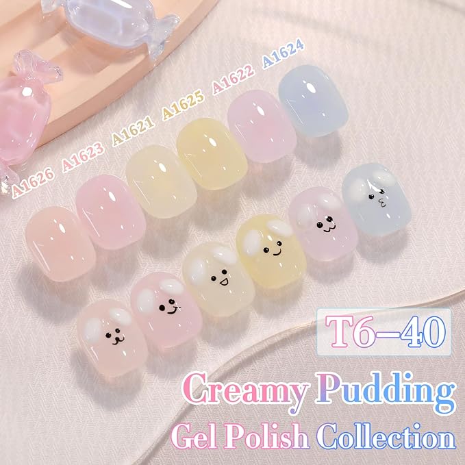 Double Rhythm 0.50 OZ Translucent Gel Polish Same Color Same Bottle Sheer Pastel Neutral Natural Milky 15 ML Jelly UV Nail Art DIY at Home (Yellow-A1625)