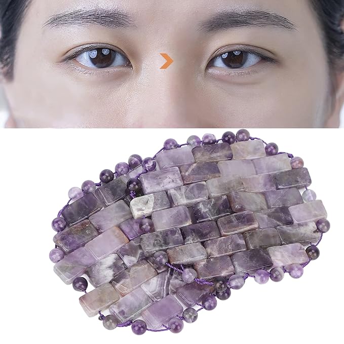 Jade Eye Mask, Amethyst Eye Pack Wrinkle Puff Elimination Dark Circles Fading Quartz Stone Eye Patch Jadestone Eye Massager Relieve Eye Fatigue