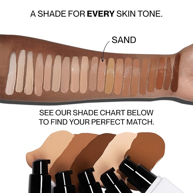 HIDE PREMIUM Liquid Foundation, SEE SHADE FINDER Below For Perfect Match, Multi-Use Waterproof Foundation, Medium/Full Coverage Foundation, Oil Free – We Have a Shade For All Skin Types, 1 fl. Oz. (Sand)