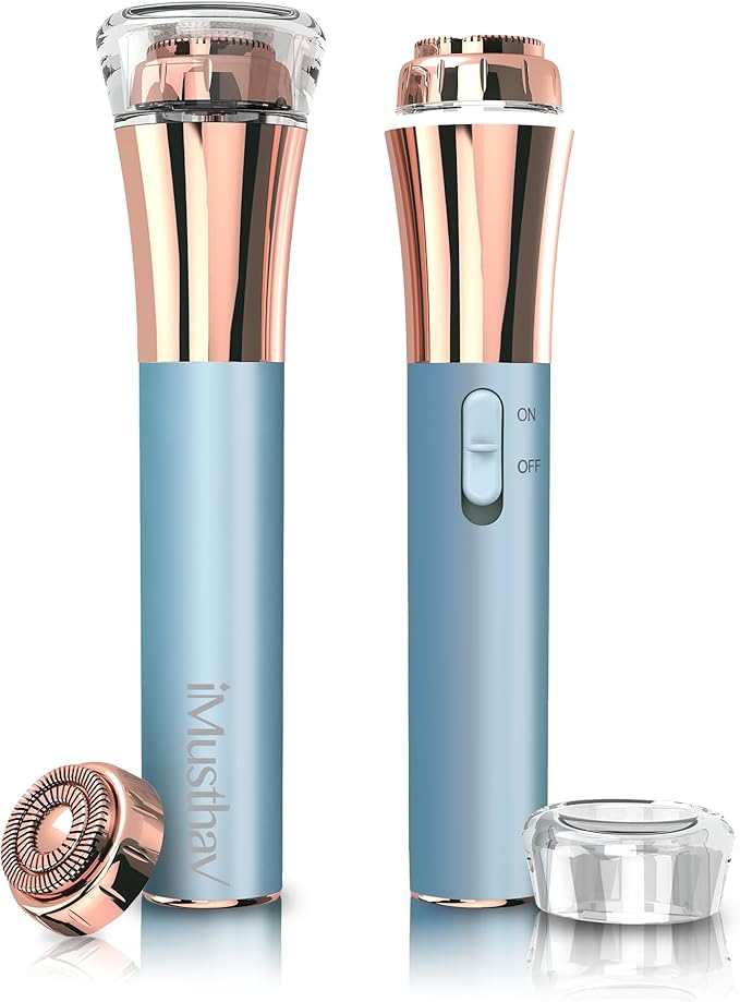 Flawless Facial Hair Remover for Women Painless Electric Razor Epilator Trimmer Shaver with 18K Gold-Plated, 16mm Dual Ring Floating Head, USB Rechargeable, 360° LED for Face Lip Hair Removal