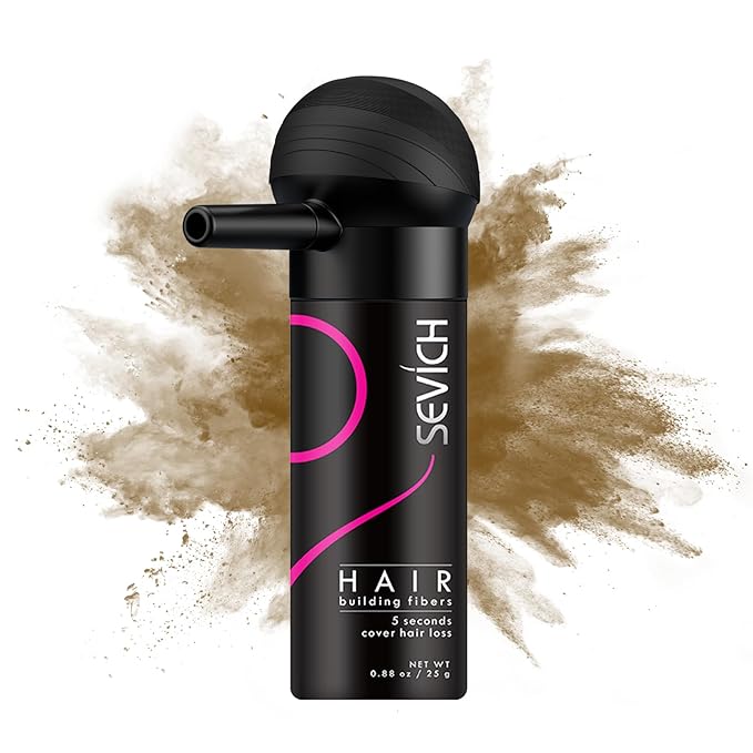 SEVICH Hair Fibers with Spray Applicator - Natural-Looking Hair Thickening Fibers for Men & Women, Instant Fullness, Wind & Water Resistant, Easy Wash Out, 25g (Medium Brown)