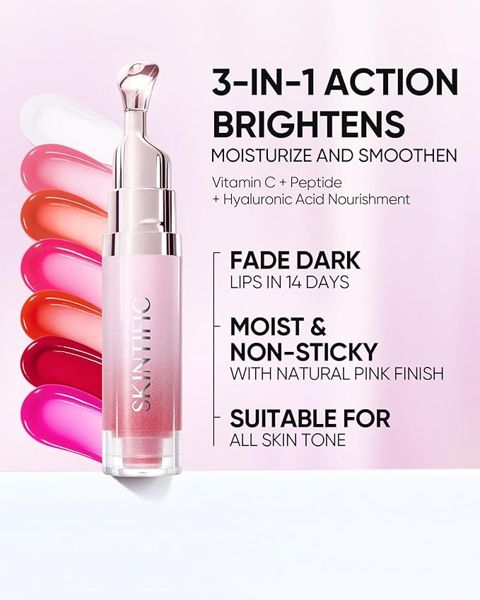 Hydrating Brightening Lip Serum, Nourishing Hydration Tinted Lip Stain, Plumping Lip Gloss with Polypeptide Squalane (00 Clear)