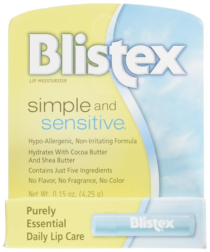 Blistex Simple and Sensitive Lip Moisturizer 0.15 oz (Pack of 2)