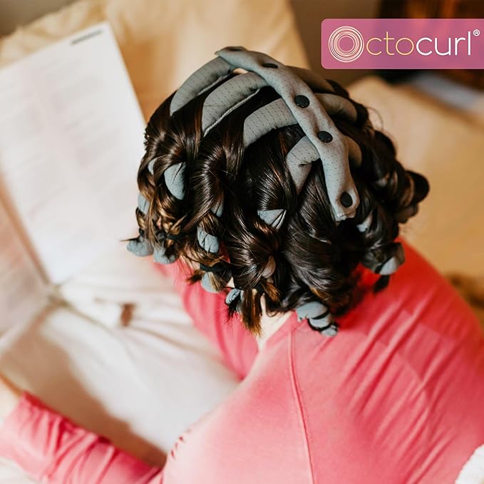 Octocurl Heatless Hair Curler - No Headband Octopus Curler - Overnight Curls for Short Hair (Satin - Pink)