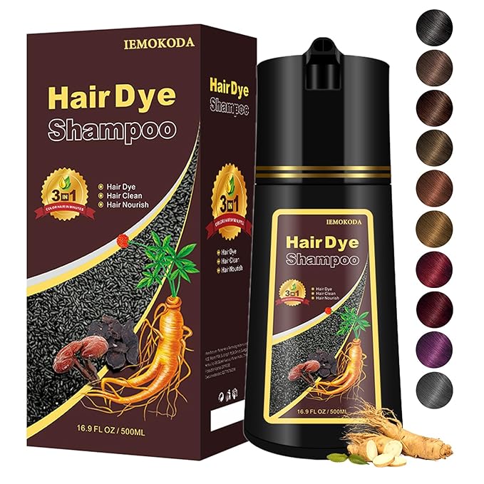 Dark Wine Red Hair Dye, Hair Dye Shampoo for Men and Women, Hair Color Shampoo for Home Use, Shampoo Para Canas, Hair Dye Shampoo 3 in 1, 16.9 Fl Oz (Dark Wine Red)