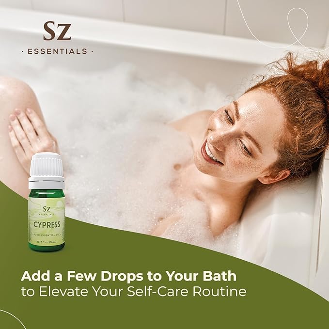 Cypress Essential Oil (Cupressus sempervirens) - 100% Pure & Undiluted - Fresh Crisp & Woody Aroma with Overtones of Earth and Evergreen - Therapeutic Grade and Vegan - 0.17 oz (5ml)