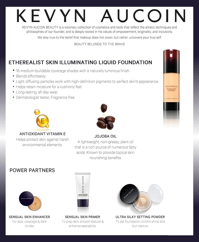 Kevyn Aucoin The Etherealist Skin Illuminating Foundation, EF 04 (Light) shade: Comfortable, shine-free, smooth, moisturize. Medium to full coverage. Makeup artist go to. Even, bright & natural look.