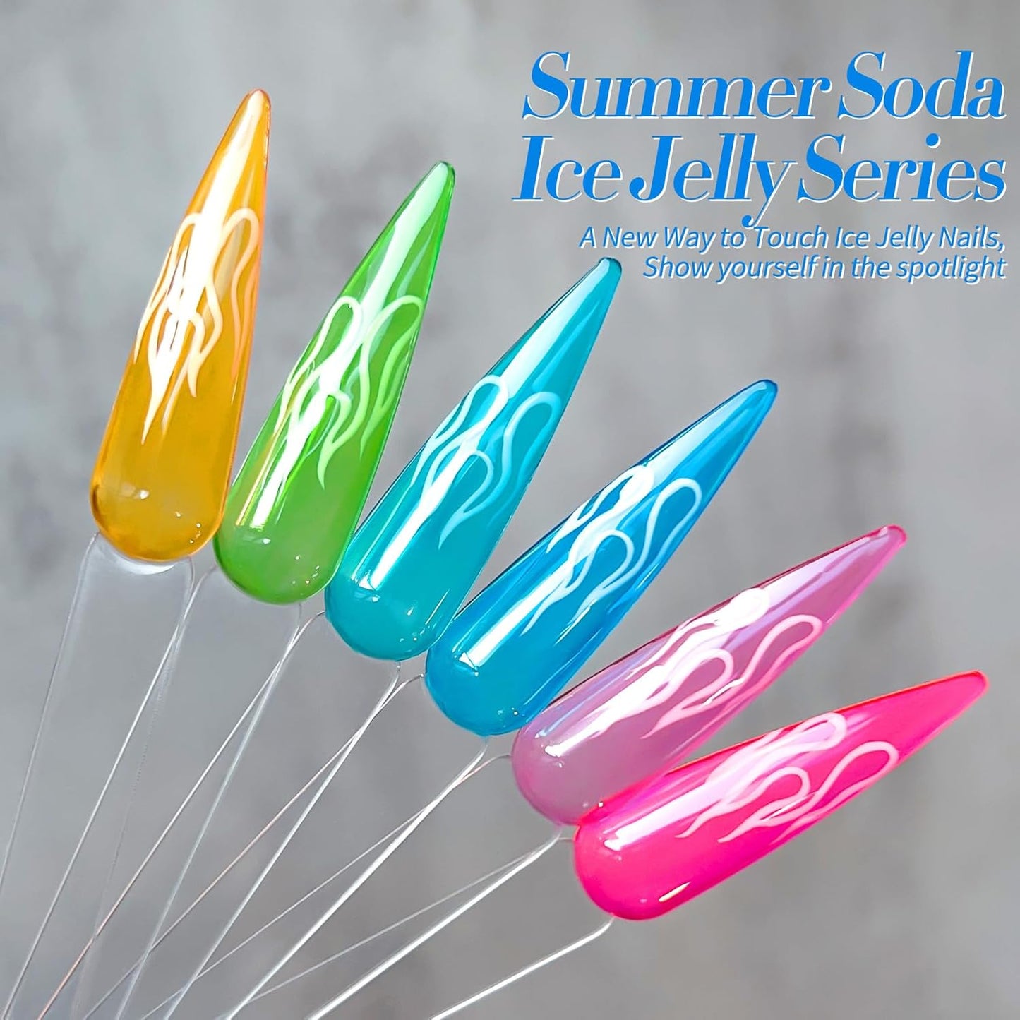 Born Pretty Jelly Gel Nail Polish Halloween Neon Gel Polish,Hot Pink Purple Blue Green Yellow 6Colors Translucent Effect,Soak Off U v LED Light Cure Nail Art Kit for Salon Manicure and DIY at Home