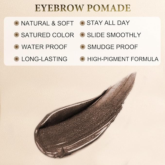 Eyebrow Pomade - Waterproof Brow Pomade for Long-lasting Results,Smudge Proof and Sweat Resistant Formula,Natural Eyebrow Makeup for All Skin Types and Tones - Dark Brunette