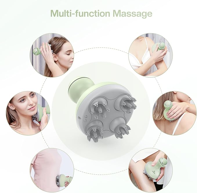 COMFIER Scalp Massager, Electric Head Scratcher, Portable Head Massager for Hair Growth with 84 Silicone Massage Nodes, Dog&Cat Massager, Rechargeable, Waterproof, Gifts for Mom,Dad,Women,Men (Green)