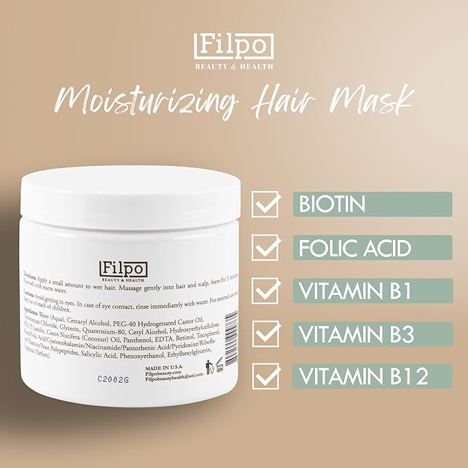 FILPO Coconut Milk Hair Mask - Deep Conditioning with Coconut Oil and Argan Oil for Dry, Damaged, Curly Hair Growth & Sulfate Free Hair Care