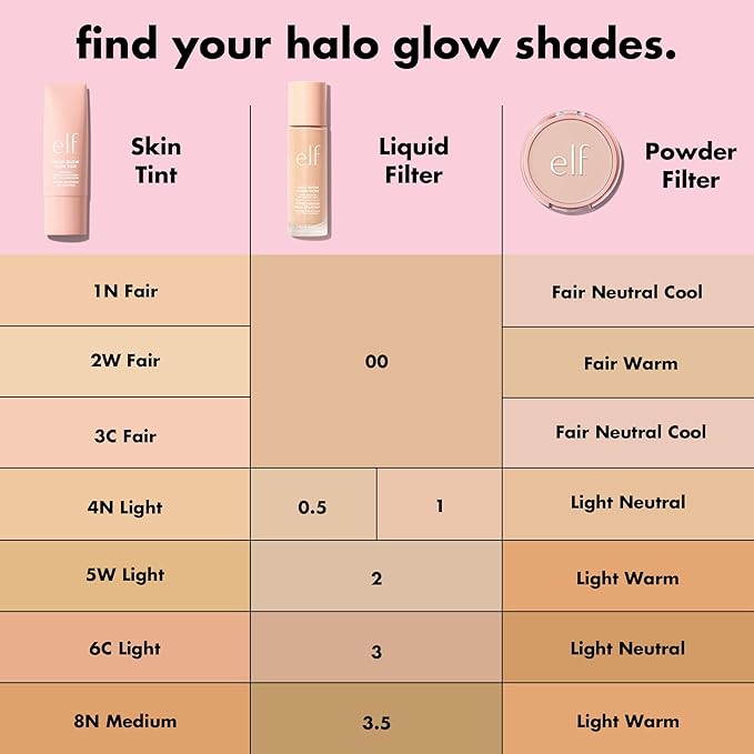 e.l.f. Halo Glow Skin Tint SPF 50, Tinted Moisturizer For Light, Buildable Coverage, Creates A Natural Glow, Vegan & Cruelty-Free, 6 Light Cool