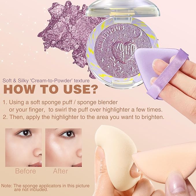 Glitter Sparkly Face Highlighter Makeup Palette Shimmer Radiant Glow Illuminator Iluminadores Palette 6g (02 Twilight Champagne)