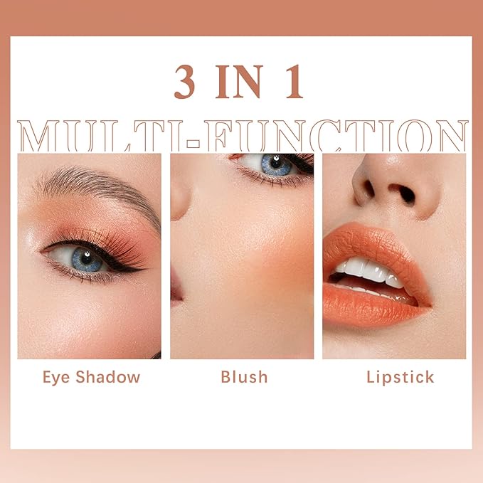 Cream Blush Stick for Cheeks Makeup, Waterproof Face Blush Stick Multi-Use Lip and Cheek Tint, Matte Finish Easy to Blend Lightweight Natural Cream Blusher Makeup for All Skin Tones-Orange