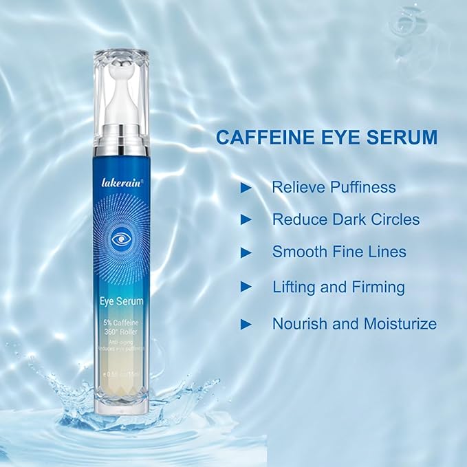 Caffeine Eye Serum for Dark Circles, Puffiness, Bags Under Eyes, Illuminating Eye Serum, Retinol Eye Serum, Anti-Aging Eye Serum for Dark Circles, Age Spots, Fine Lines, Wrinkles