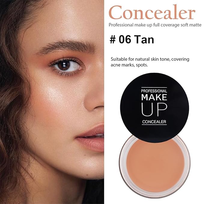 7 Color Solid Concealer Full Coverage Correcting Cream Concealer Waterproof Long-lasting Under Eye Concealer for Dark Circles Color Corrector Pro Concealer (Color 06)