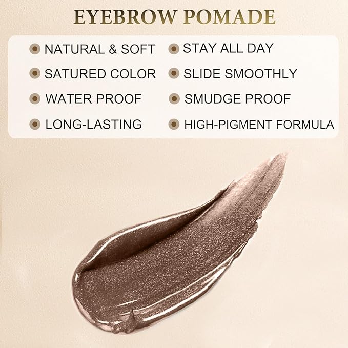 Eyebrow Pomade - Waterproof Brow Pomade for Long-lasting Results,Smudge Proof and Sweat Resistant Formula,Natural Eyebrow Makeup for All Skin Types and Tones - Brunette