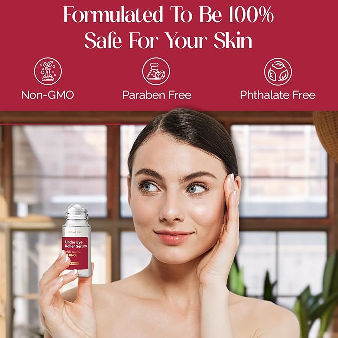 Eye Roller Serum with Retinol & Vitamin B5 - Hydrating & Soothing Under Eye Serum for Dark Circles and Puffiness & Fine Lines - Anti Aging Korean Skin Care - 1.69 Fl Oz./50ml