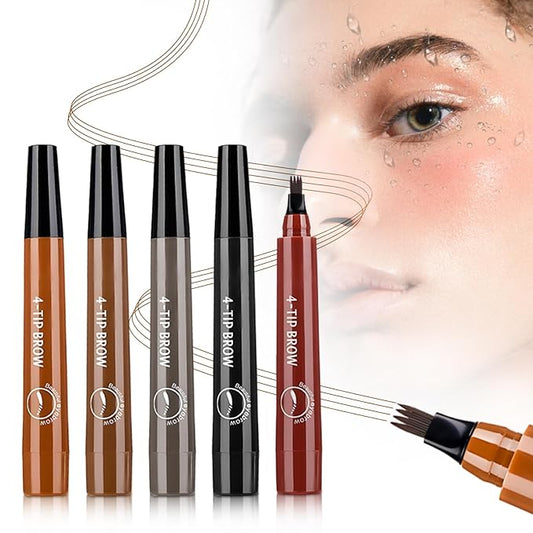 2025 New Magic Eyebrow Pencil, 3D Waterproof 4 Tipped Precise Brow Pen Microblading Eyebrow Pencil Contouring Pen Fine Stroke Microblading Creates Natural (5 Pcs)