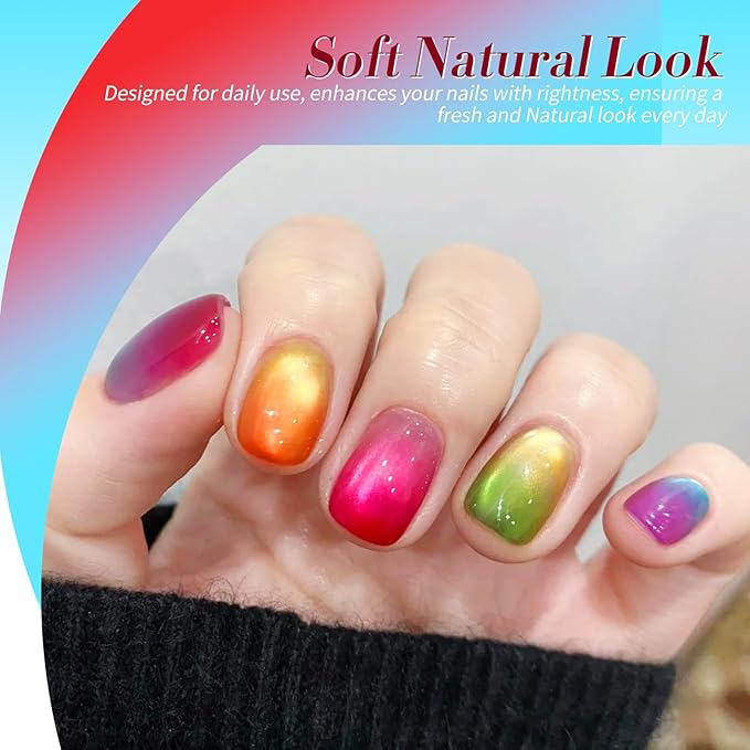 Born Pretty Neon Jelly Gel Nail Polish Glass Crystal Spring Summer Transparent Ice Jelly Gel Polish with Silver Holographic Glitter Cat Magnetic Eye Gel Polish Collection Minicure DIY Gifts 6PCS