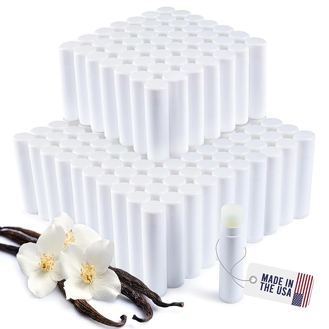 Lip Balm Bulk Unlabeled - Made in USA Bulk Chapstick - Natural Ingredients Vitamin E Shea Butter - Custom Chapstick Bulk For Party & Wedding Favors (150 Count, Vanilla)