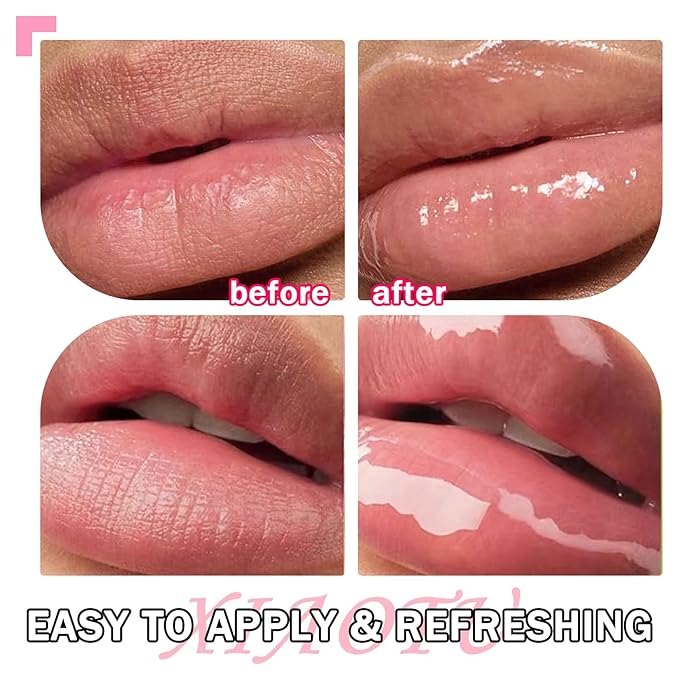 2PCS Plumping Lip Oil Set,Hydrating Lip Plumper Oil,No-Sticky Fuller Lip Oil Reduces Fine Lines,Hydrating Lip Plumping Lip Gloss for Moisturizing Dry Lips