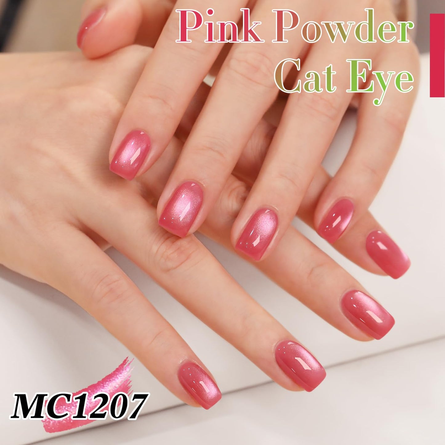 Double Rhythm 0.5 OZ Cat Eye Gel Polish with Magnet 15ML Holographic Glitter Shimmer Translucent Jelly Color Magnetic Nail Polish Salon DIY at Home (Red Pink-MC1207)