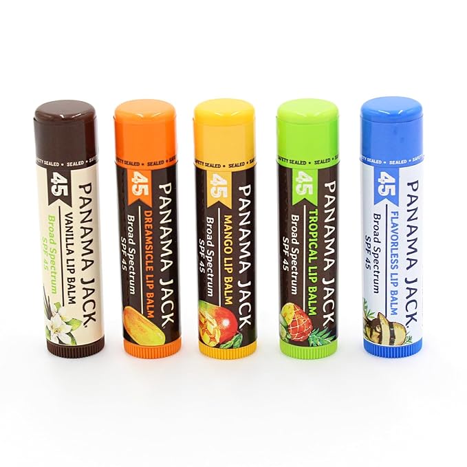 Panama Jack Sunscreen Lip Balm - SPF 45, Broad Spectrum UVA-UVB Sunscreen Protection, Prevents & Soothes Dry, Chapped Lips