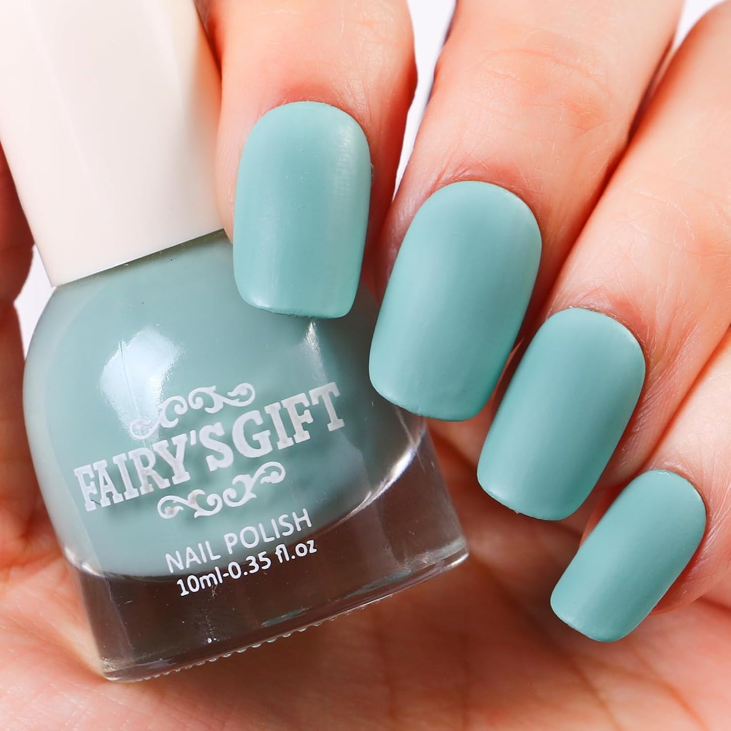 Matte Nail Polish Air Dry Nail Lacquer for Nail Art Varnish, Mist Effect Matte Finish Velvet Nail Polish, 0.35 fl oz (Cyan-14, 10 ML)