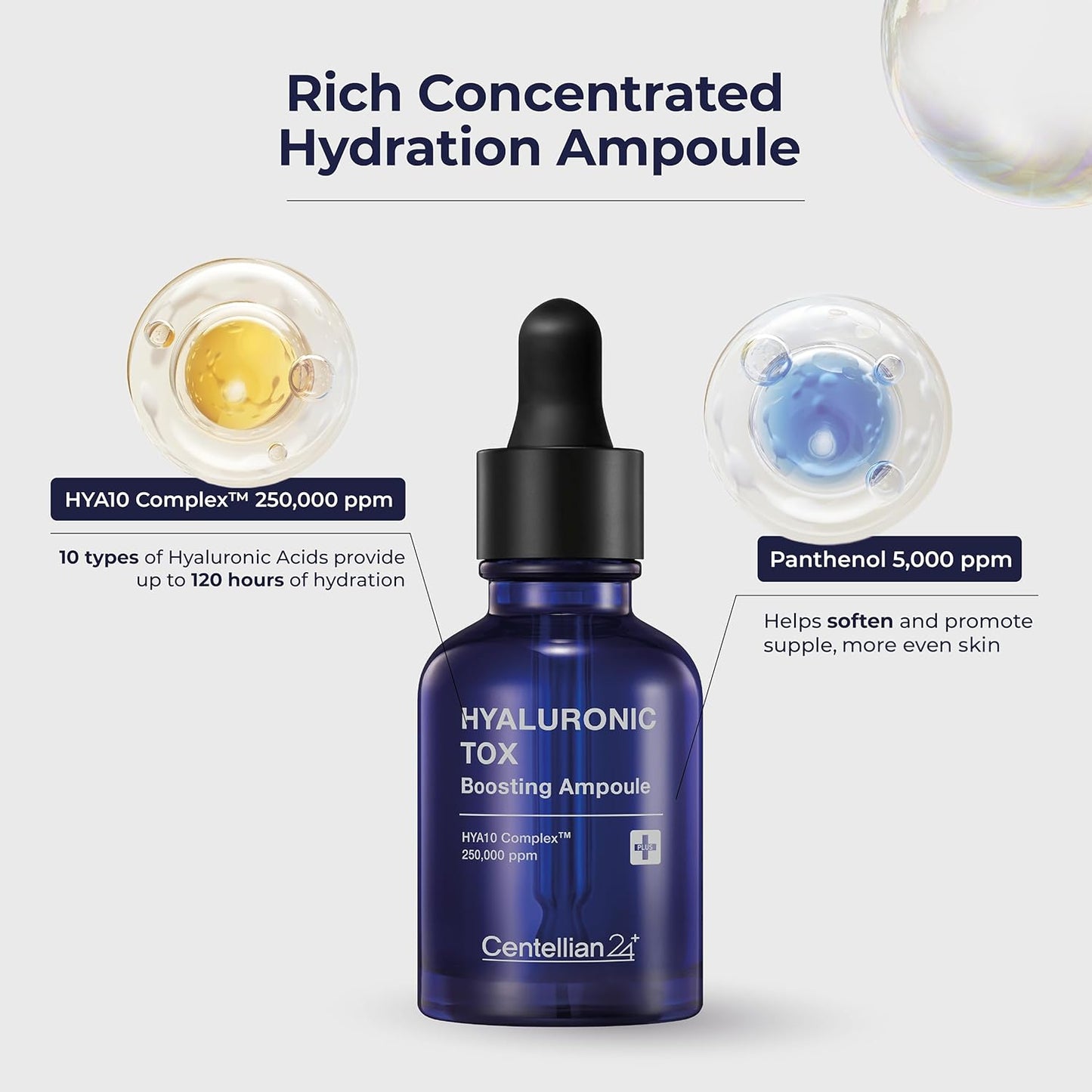 CENTELLIAN 24 Hyaluronic Tox Boosting Ampoule - Deep Moisturization & Hydration with Hyaluronic Acid 250,000 ppm & Panthenol (1.01 fl oz) by Dongkook Pharmaceutical
