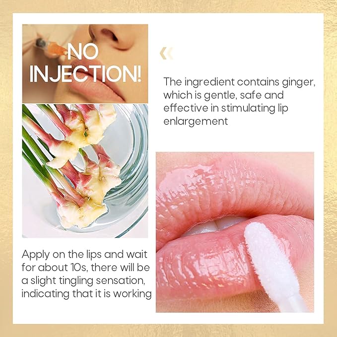 KISSIO Lip Plumper,Day Lip Plumper,Lip Enhancer,Plant Extracts Plumping Lip Serum,Lip Plumping Balm,Moisturizing Clear Lip Gloss for Fuller Lips and Hydrated Beauty Lips 5.5ml (06 Clear)