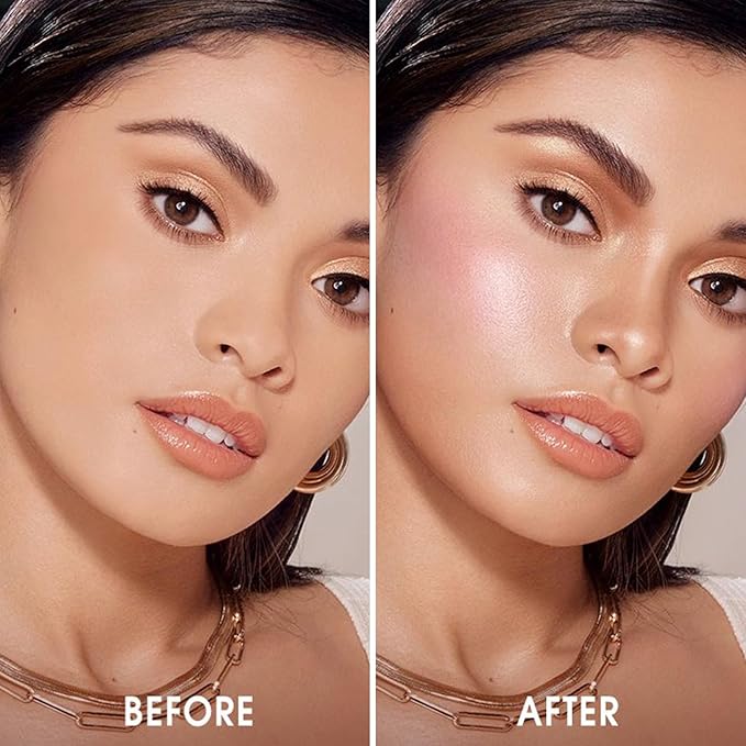 Color Nymph 3 Colors Contour Blush Highlighter Makeup Palette, Travel Size Make up Kit, Blush & Highlighter & Contour Powder Palette, Includes Brush and Mirror, Stacked Makeup Design （Pink）