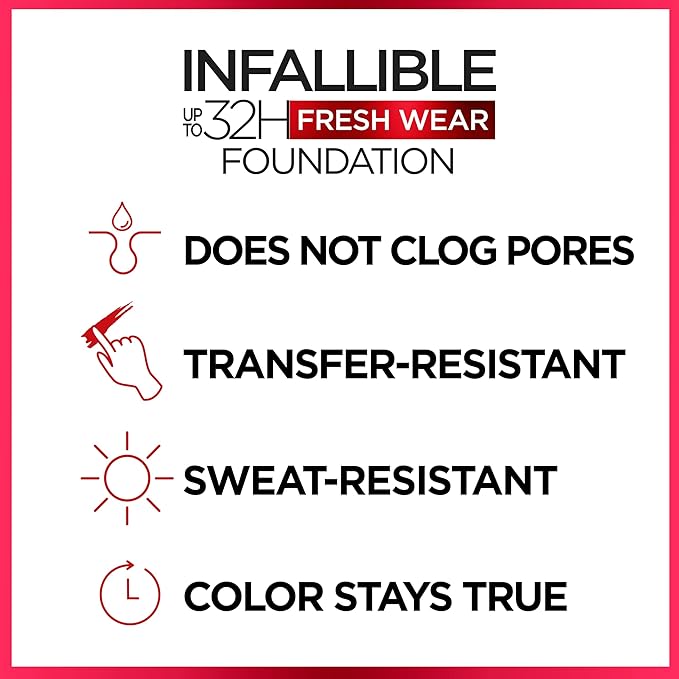 L'Oreal Paris Makeup Infallible Up to 32 Hour Fresh Wear Lightweight Foundation, 445 Vanilla, 1 Fl Oz, Packaging May Vary