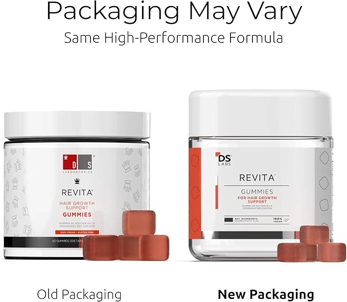 DS Labs Revita Hair Vitamin Gummies - Thickening & Strengthening Hair Supplement with Biotin, Zinc, Iron, Magnesium, Vitamin D & Melatonin, Fuller, Healthier-Looking Hair, Vegan & Gluten-Free