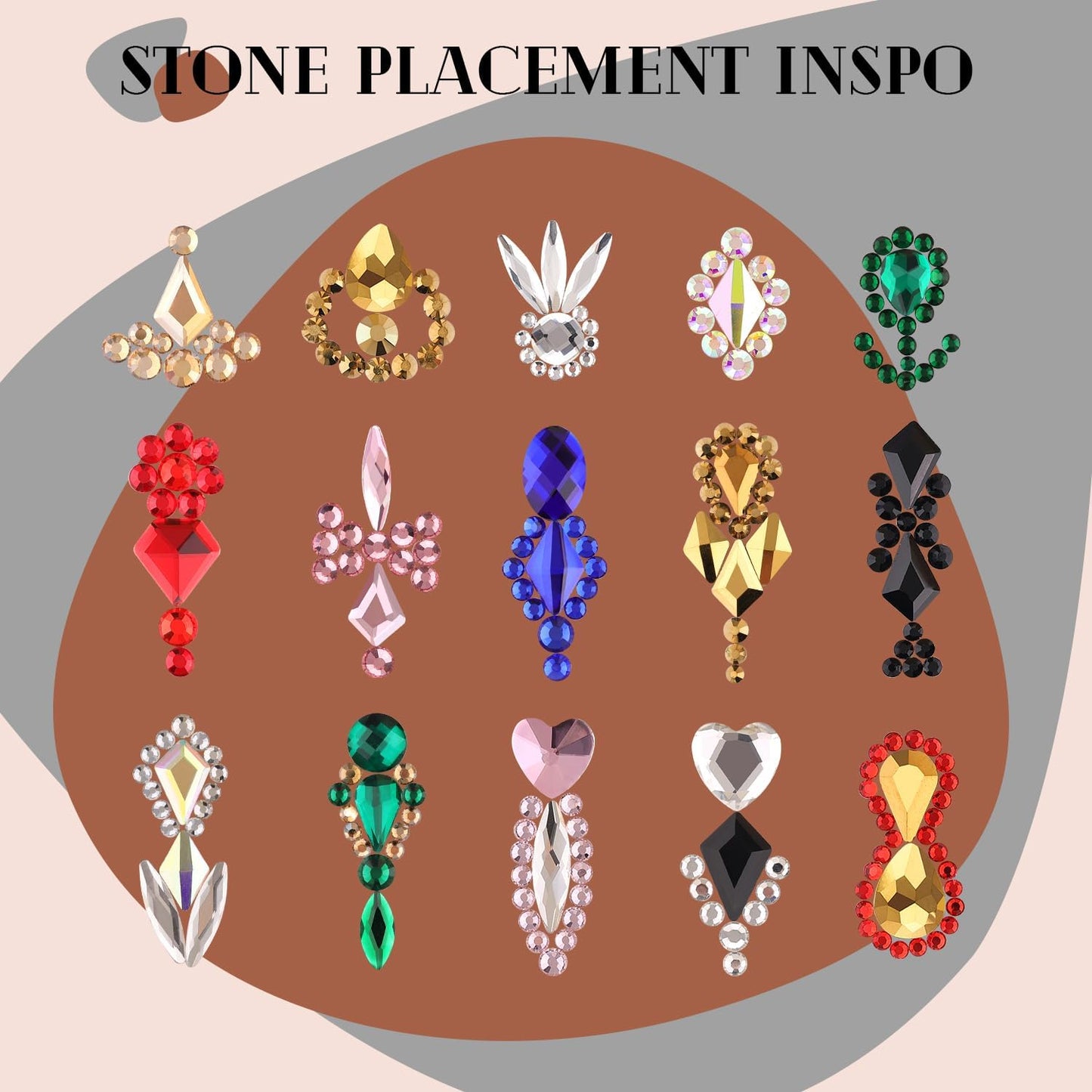 2060Pcs Mineral Gold Glass Nail Rhinestones 60Pcs Multi Shapes Flatback Nail Gems + 2000Pcs 1.5-4mm Round Crystal with Rhinestones Glue Gel, Manicure Nail Charms Diamond Gemstones for Nail Art