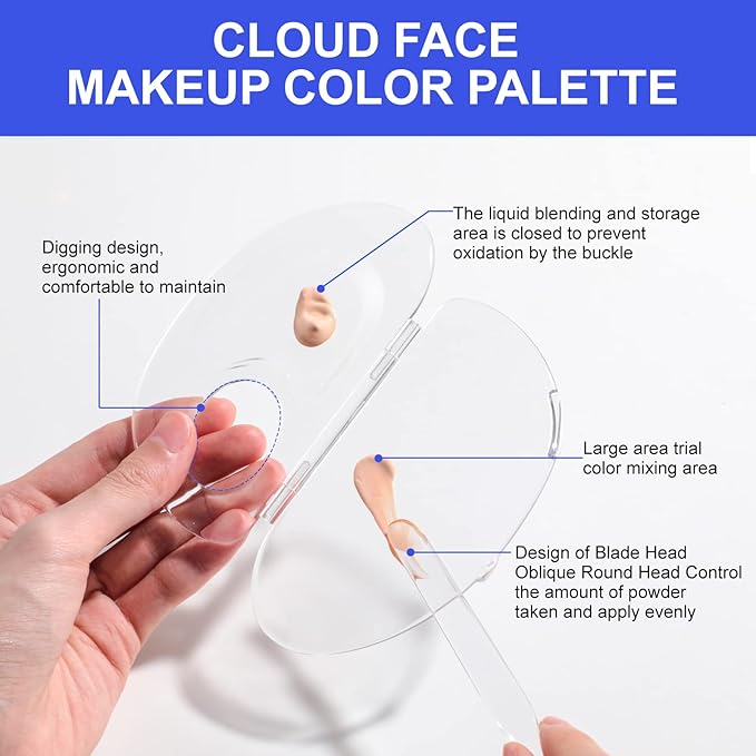 BS-MALL Makeup Mixing Palette Acrylic Mixing Tray with Spatula Artist Tool for Mixing Cosmetic/Nail Polish/Pigment Blending