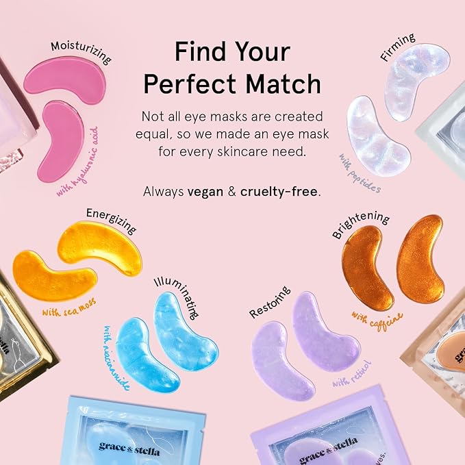 grace & stella Award Winning Under Eye Mask - Reduce Dark Circles, Puffy Eyes, Undereye Bags, Wrinkles - Gel Under Eye Patches - Gifts for Girlfriend - Vegan Cruelty-Free Self Care (48 Pairs, Pink)