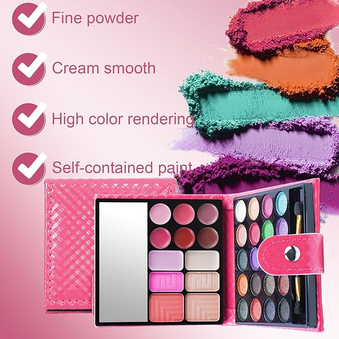 All-in-one Holiday Makeup Gift Set | Full Makeup Kit for Women Essential Starter Bundle Include 20 Highly Pigmented Shimmer Eyeshadow Palette,3 Blush,3 Face Powder, 6 Lipgloss, Brush